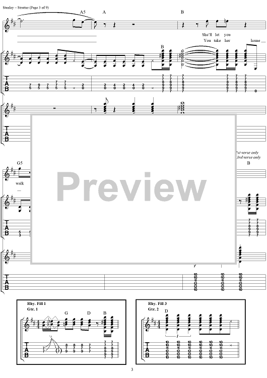 Strutter" Sheet Music by KISS for Guitar Tab/Vocal Sheet Music Now