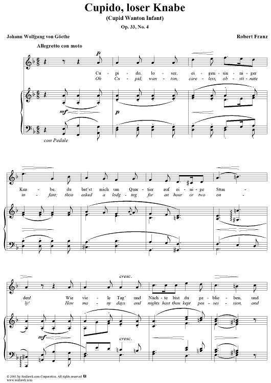 Six Lieder, op. 33, no. 4: Cupid Wanton Infant  (Cupido, loser Knabe)