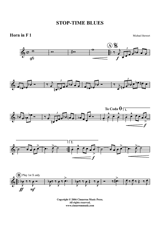 Stop-Time Blues - Horn 1 in F