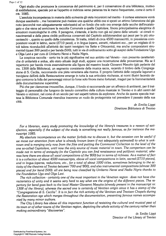 Per la Commermorazione di Antonia Canova [score] - Preface