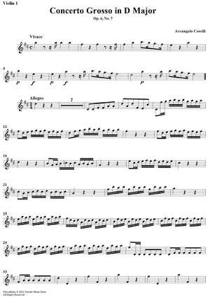 Concerto Grosso No. 7 in D Major, Op. 6, No. 7 - Violin 1