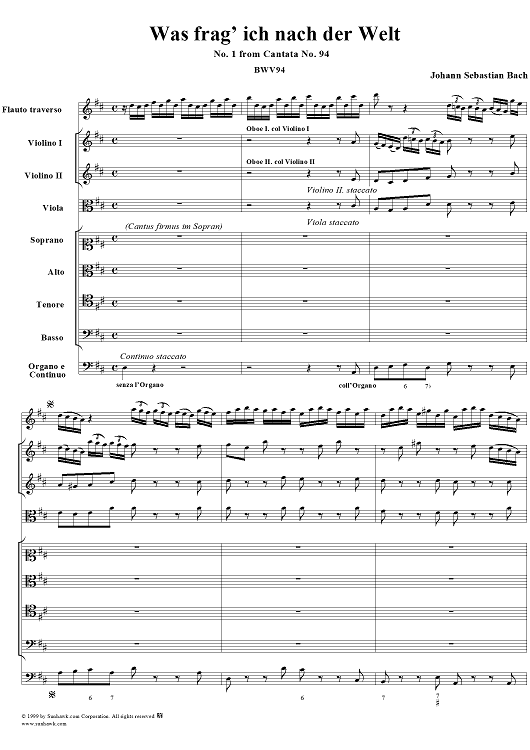 Was frag' ich nach der Welt - No. 1 from Cantata No. 94 - BWV94