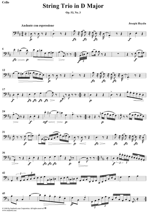 String Trio in D Major, Op. 53, No. 3 - Cello
