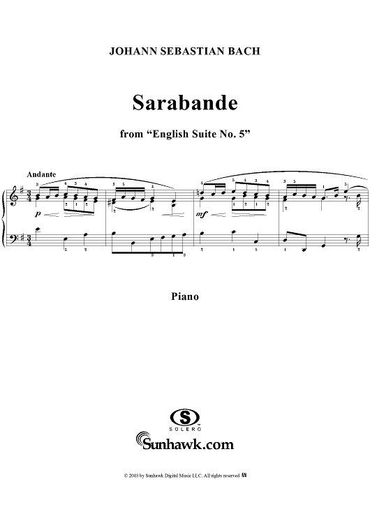 Sarabande from the Fifth English Suite in E Minor