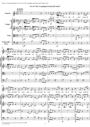 La Finta Giardiniera, Act 1, No. 9a "Das Vergnügen in dem Eh'stand" (Arietta) - Full Score