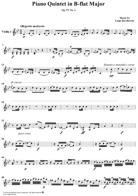 Piano Quintet in B-flat Major, Op. 57, No. 2 - Violin 1