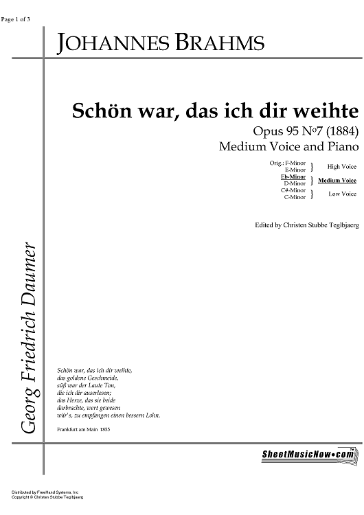 Schön war, das ich dir weihte Op.95 No. 7
