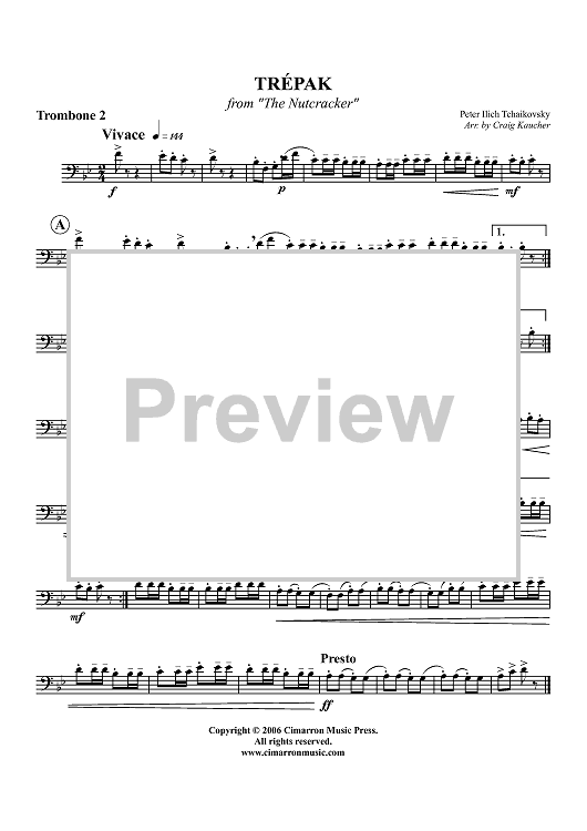 Suite from ''The Nutcracker''. Danse russe Trépak - Trombone 2