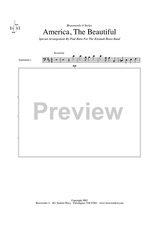 America, The Beautiful - Euphonium 1