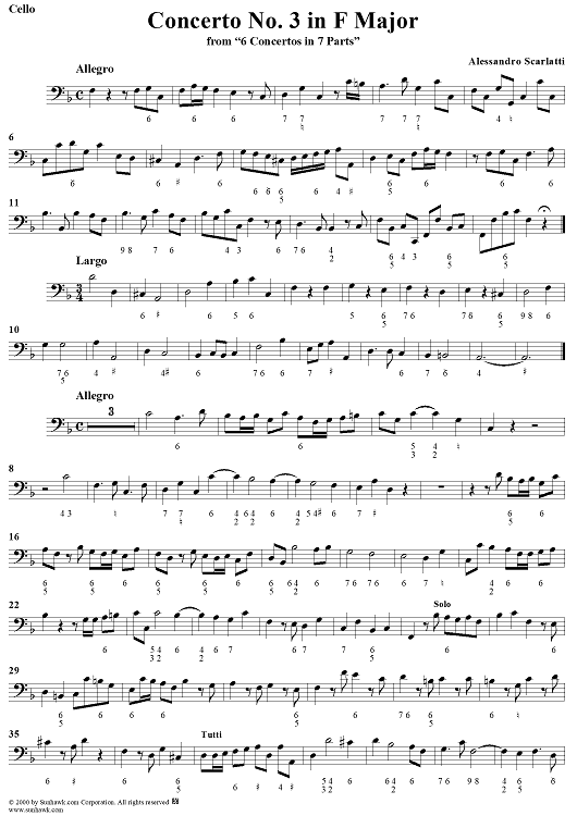 Concerto No. 3 in F Major  from "6 Concerti Grossi" - From "6 Concertos in 7 Parts" - Cello