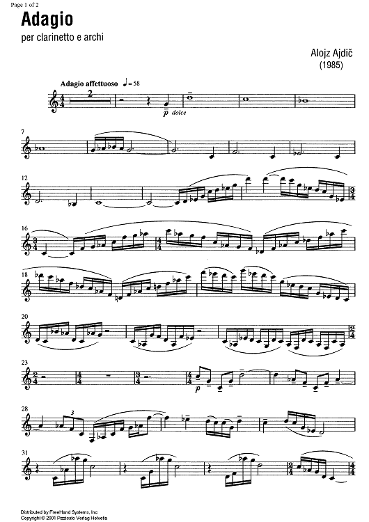 Adagio - Clarinet in B-flat