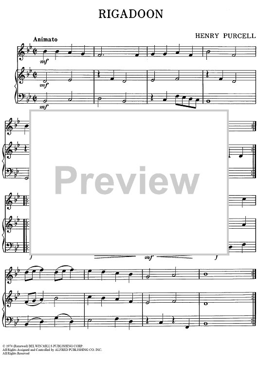 Rigadoon - Piano/Conductor, Oboe, Bells