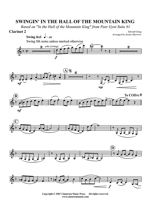 Swingin' in the Halls of the Mountain King - Clarinet 2