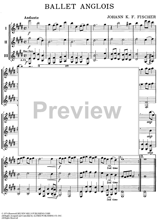 Ballet Anglois Eb Saxes / Eb Sheet Music for Eb Saxes / Eb