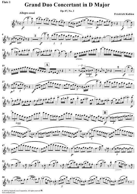 Grand Duo Concertant in D major, Op. 87, No. 3 - Flute 1