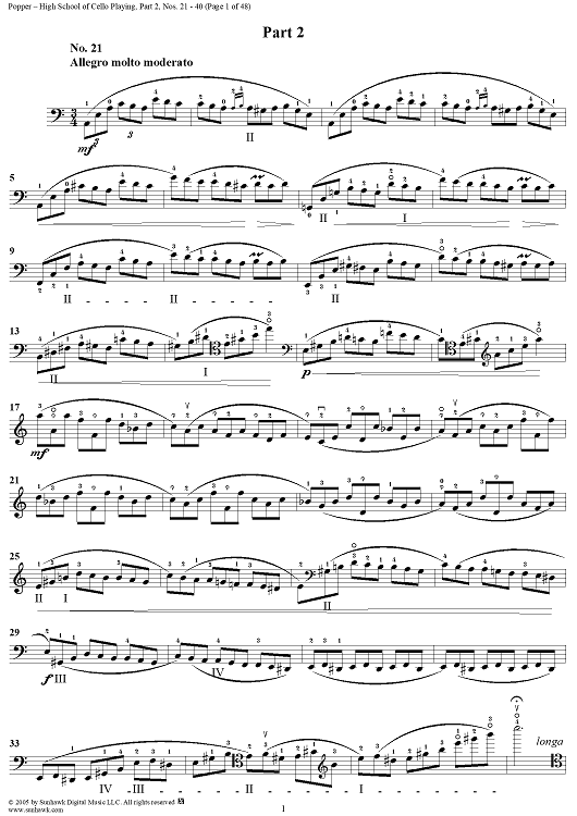 High School of Cello Playing, Op. 73: Part 2 (Nos. 21-40)