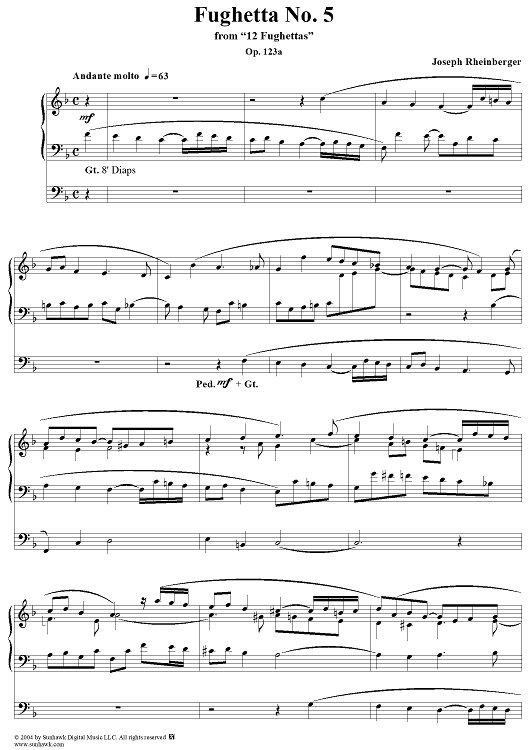 Fughetta No. 5 from "Twelve Fughettas", Op. 123a