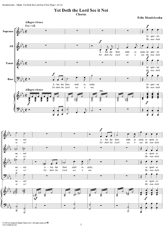 Yet Doth the Lord See it Not - No. 5 from "Elijah", part 1