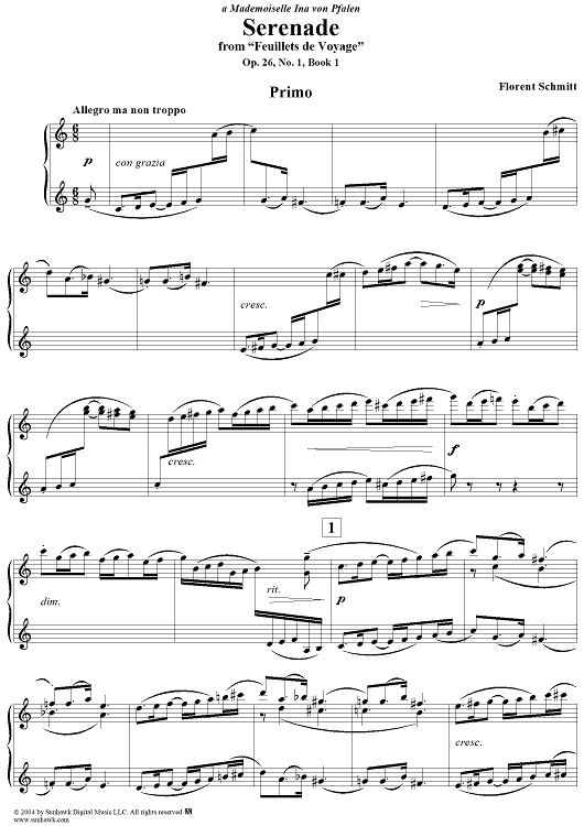 Serenade, No. 1 from "Feuillets de Voyage", Op. 26, Book 1