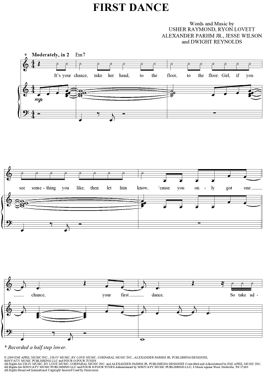 First Dance" Sheet Music by Justin Bieber for Piano/Vocal/Chords ...