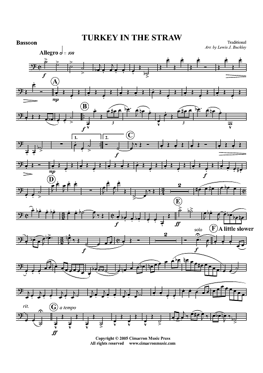 Turkey in the Straw - Bassoon