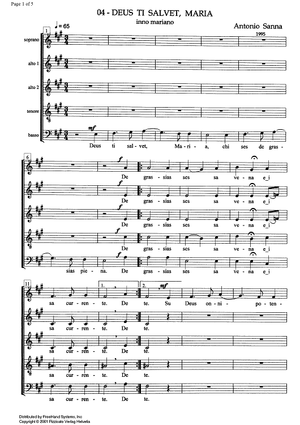 Deus ti salvet Maria - Score