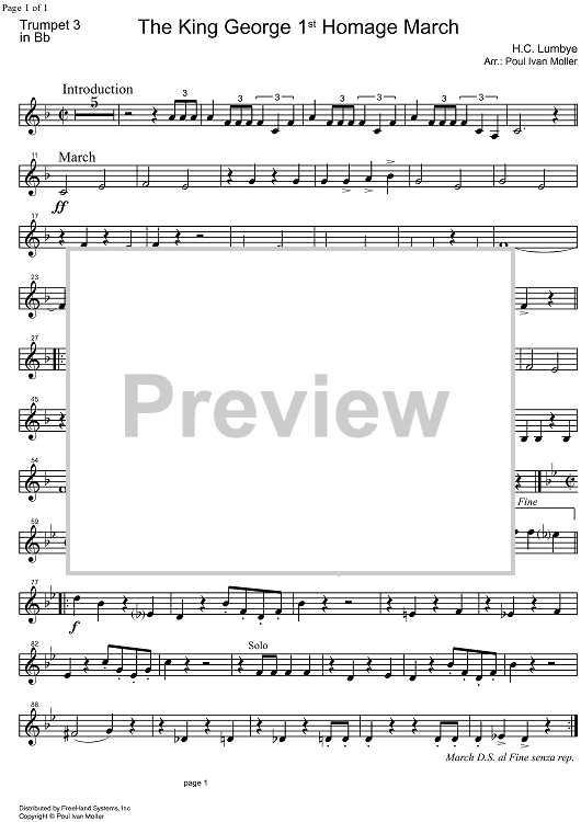 King George 1st Homage March - B-flat Trumpet 3