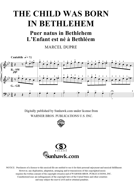 The Child Was Born in Bethlehem, from "Seventy-Nine Chorales", Op. 28, No. 63