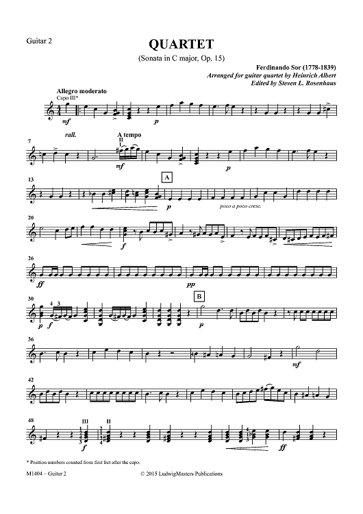 Quartet (Sonata in C major, Op. 15) - Guitar 2