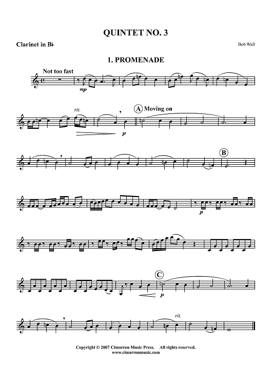 Quintet No. 3 - Clarinet in B-flat