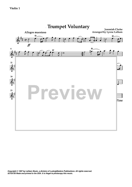 Trumpet Voluntary - Violin 1