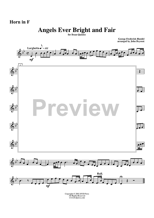 Angels Ever Bright and Fair - Horn in F