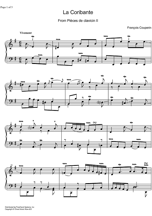 Pièces de clavecin 12th ordre, La Coribante