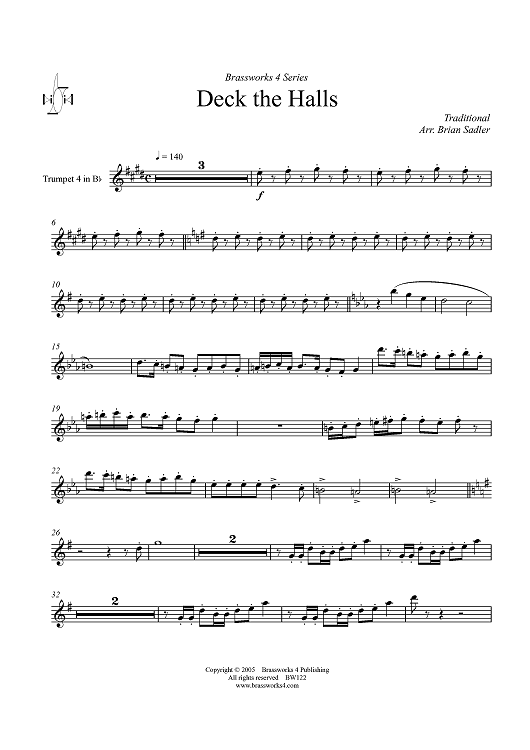 Deck the Halls - Trumpet 4 in Bb