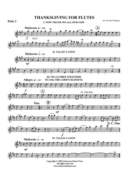 Thanksgiving for Flutes - Flute 2