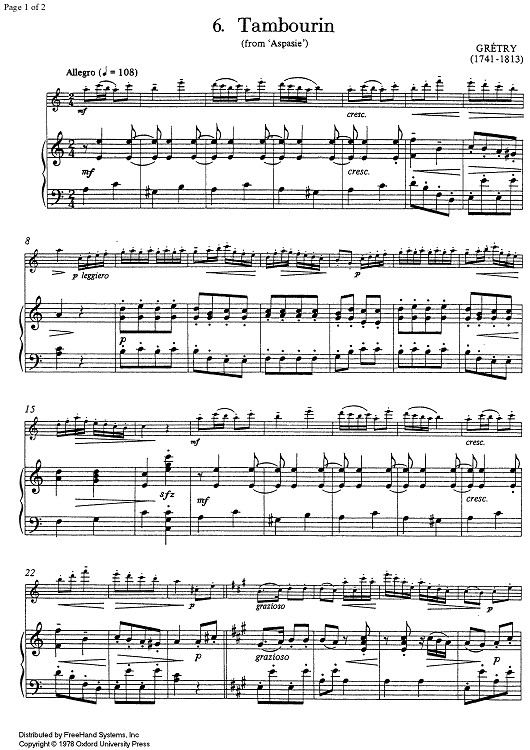 Tambourin (from Asapasie) - Score