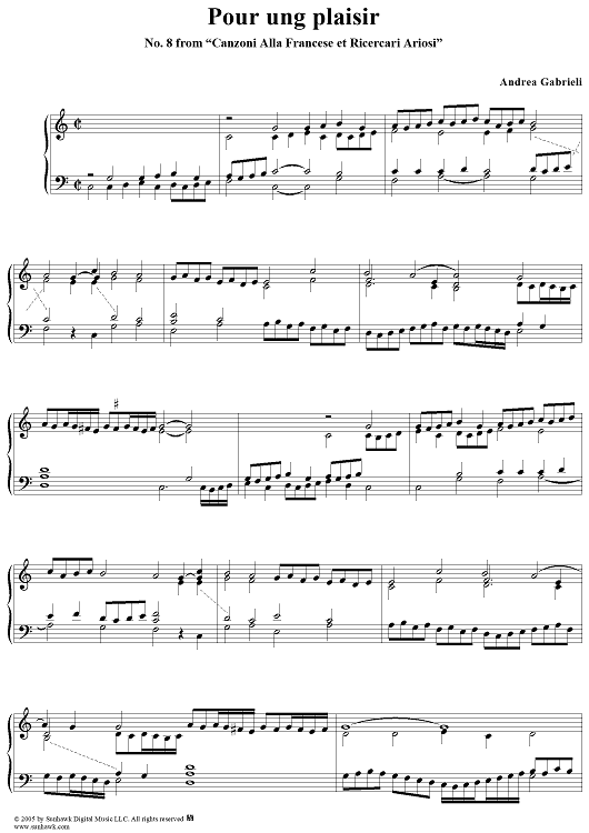 Pour ung plaisir, No. 8 from "Canzoni Alla Francese et Ricercari Ariosi"