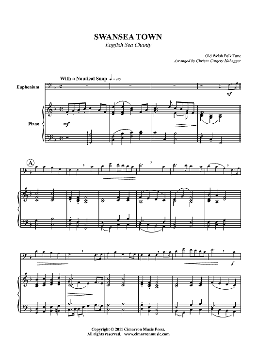 Swansea Town - English Sea Chanty - Piano Score