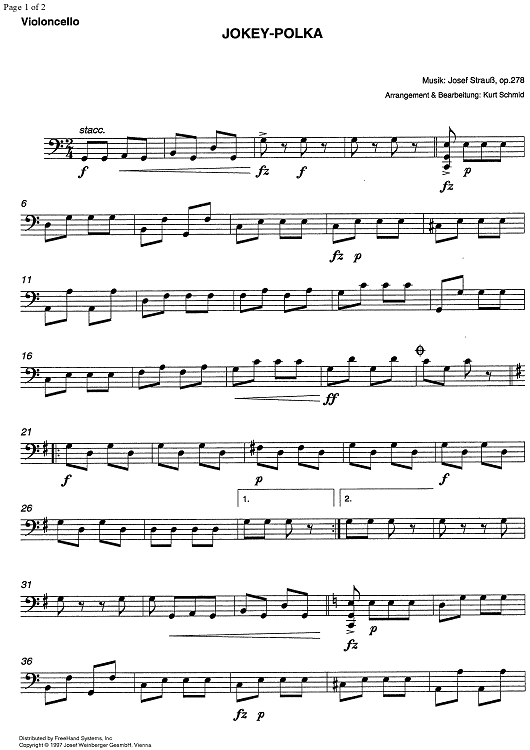 Jokey Polka Op.278 - Cello