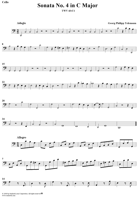 Sonata No. 4 in C Major - Cello