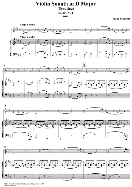 クラシック The Sonatas for Piano and Violin Violin Sonata (Sonatina), Op.137 No.1, D384 - Piano Score&quot