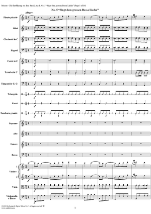 "Die Entführung aus dem Serail", Act 1, No. 5 "Singt dem grossen Bassa Lieder" - Full Score