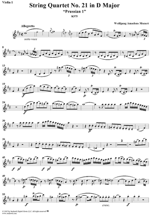 String Quartet No. 21 in D Major, K575 - Violin 1