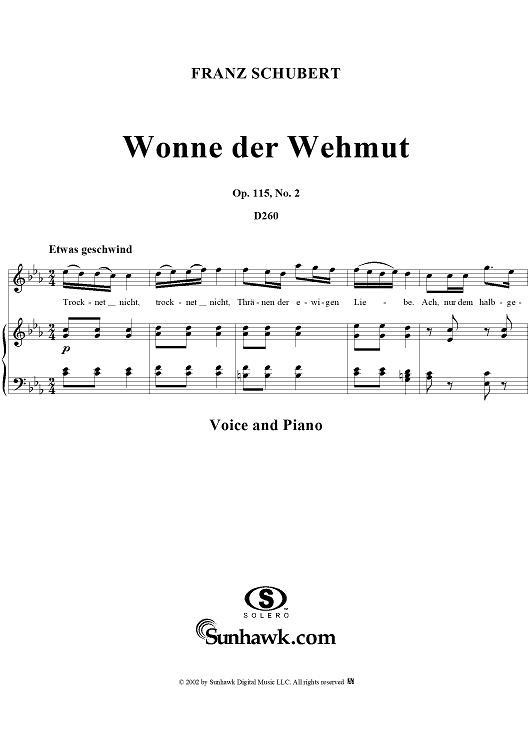 Wonne der Wehmuth, Op. 115, No. 2, D260