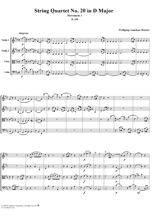 Quartet No. 20, Movement 1 - Score