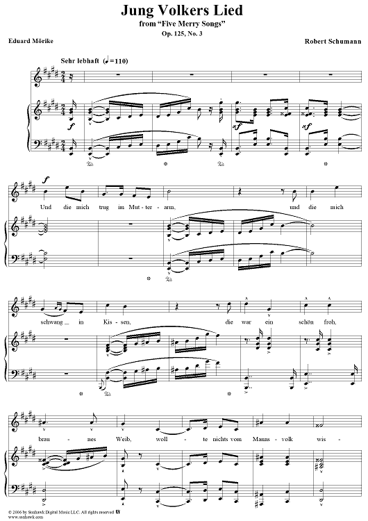 Five Merry Songs, Op. 125, No. 3: Jung Volkers Lied