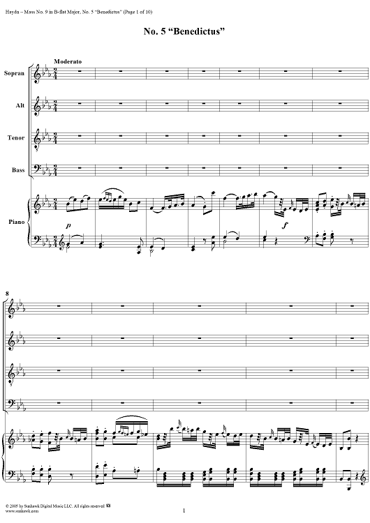 Mass No. 9 (Sancti Bernardi) in B-flat Major, "Heiligmesse": No. 5. Benedictus