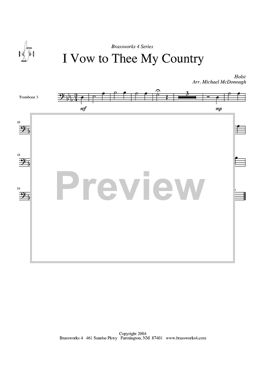 I Vow to Thee My Country - Trombone 3