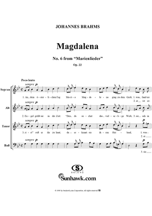Magdelena - No. 6 from "Marienlieder", Op. 22