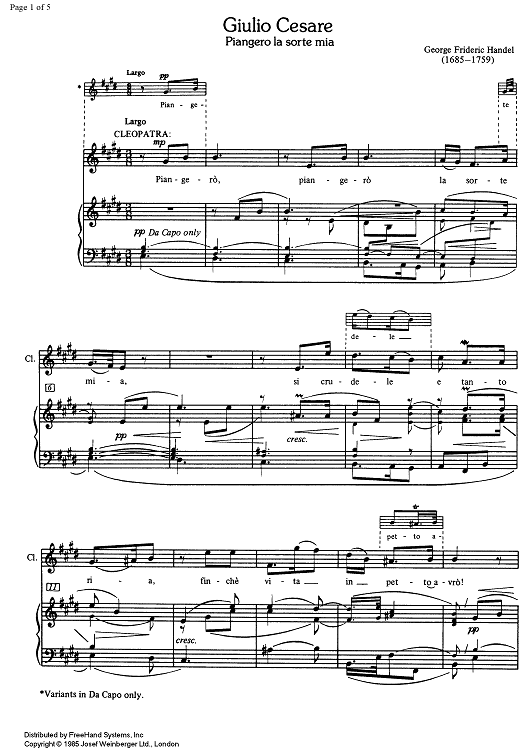 Piangero la sorte mia from Giulio Cesare